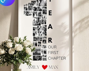 Custom Anniversary Photo Collage Canva Template, 1st Year Gift for Boyfriend or Girlfriend, Last Minute Printable Gift