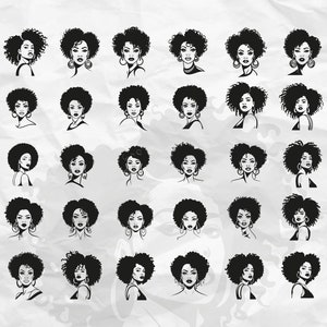 30 Afro Woman Svg, Afro Girl Svg, Afro Queen Svg, Afro Svg Cut File, Black Queen Svg, Afro Hair Svg, Instant Download