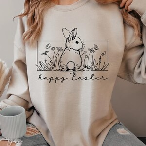 Happy Easter SVG, Easter SVG, Floral Bunny SVG, Spring Svg, Flowers Svg, Easter Shirt Svg, Files For Cricut, Sublimation Designs Downloads