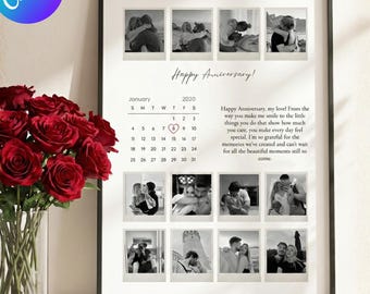 Custom Polaroid Collage Template, First Wedding Anniversary Gift, Personalized 1 Year Photo Keepsake for Couples