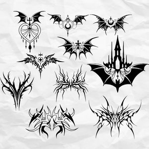 gothic girl Svg Png, gothic Svg, black Svg, Self SVG - JPEG - PNG | Gothic Decorative Bat Wings Bundle |  Clipart - Black Vector Art