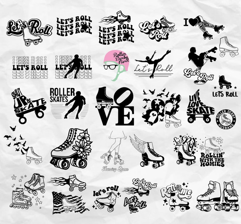 Let's Roll PNG SVG, Roller Skate SVG, Skate Skating Sublimation File, Cricut Design, Digital