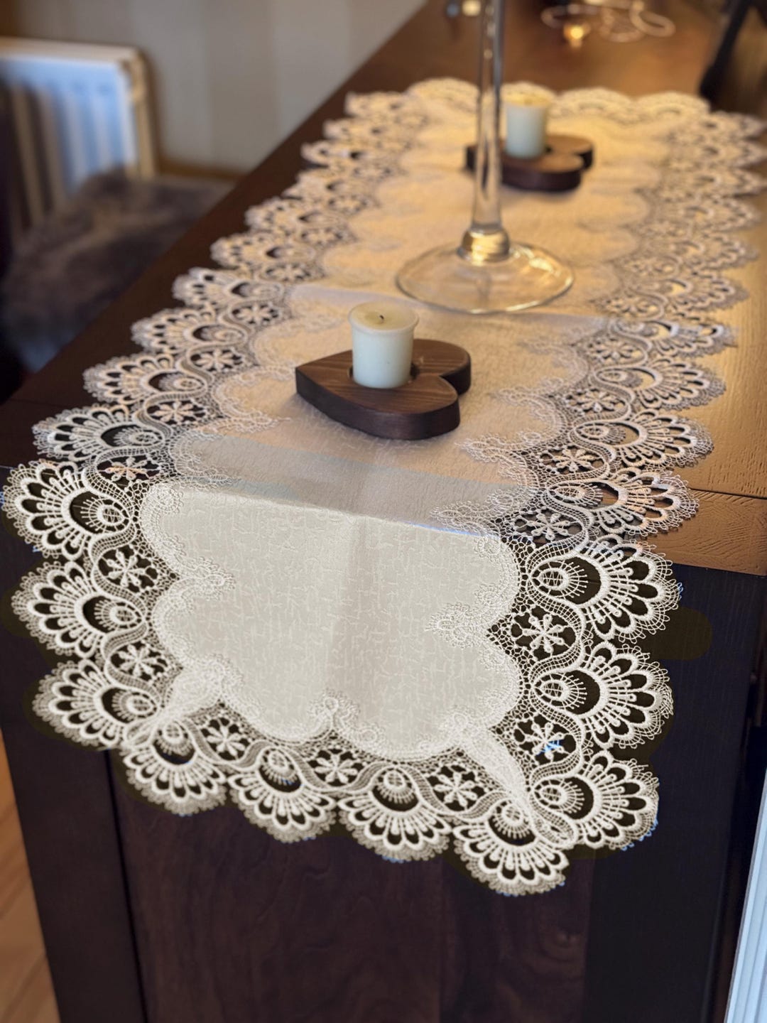 White Lace Table Runner 16 X 45 Inch | Macrame Lace Table Runner ...