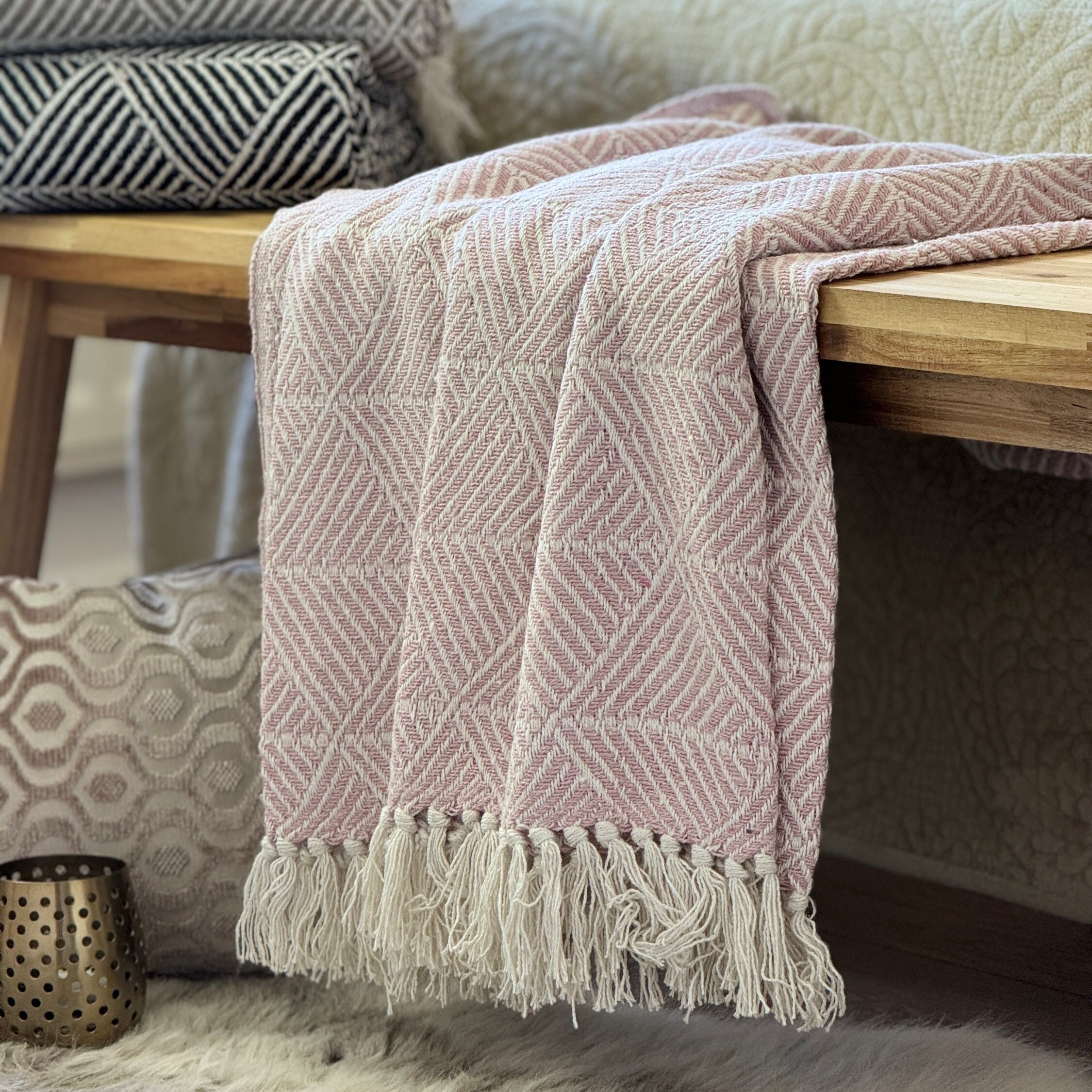 Large blush pink throw new arrivals