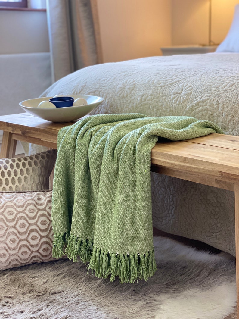 Luxury Woven 100 Cotton Pale Sage Green Tweed Herringbone Etsy