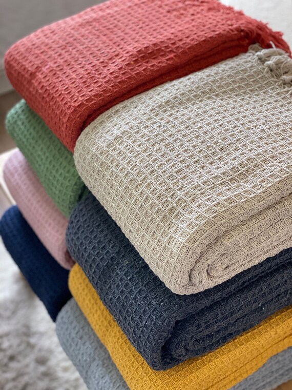 Woven Pure Cotton Plain Honeycomb Blankets Throws Fringed Traditional Soft Tweed Dark Grey Oat Natural Pale Grey Mustard Orange Etsy Canada