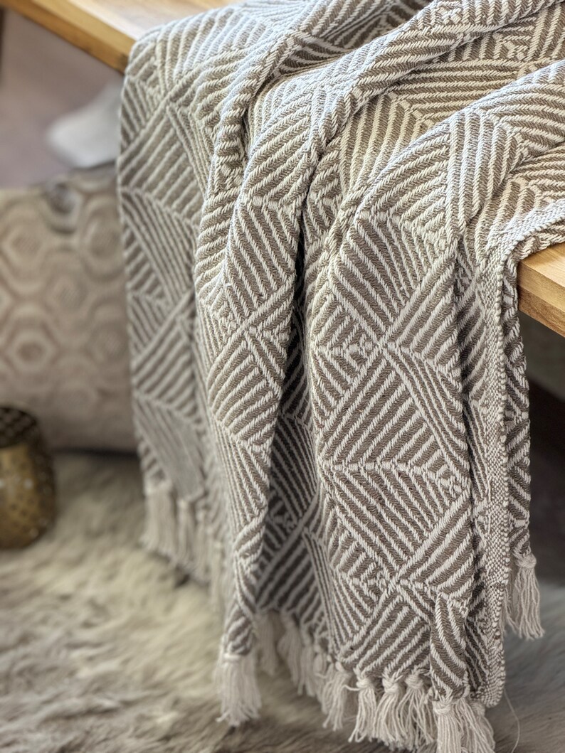 Luxury Soft Cotton Geometric Abstract Neutral Beige Taupe Natural