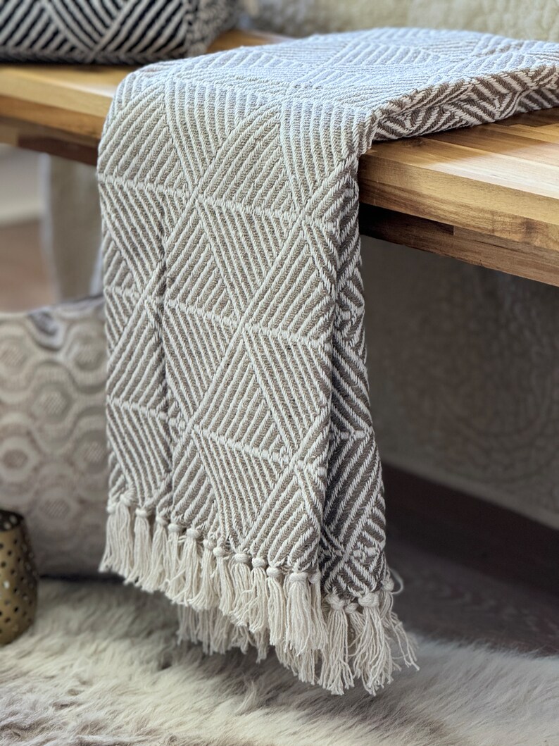 Luxury Soft Cotton Geometric Abstract Neutral Beige Taupe Natural