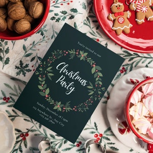 Festive Christmas Party Invitation, Digital Download for Printing, Template for print