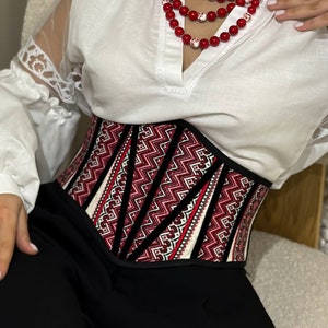 Ukraine red corset belt, custom plus size underbust corset, renaissance corset, Victorian corset top