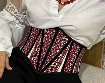 Ukraine red corset belt, custom plus size underbust corset, renaissance corset, Victorian corset top