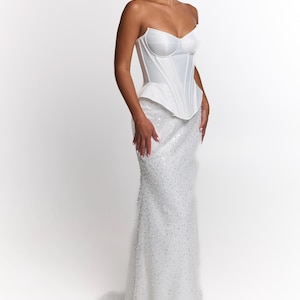 Wedding dress midi lace cover, midi elopement engagement and civil corset wedding dress