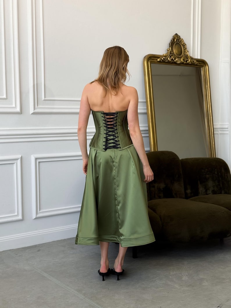 Ensemble haut corset et jupe longue longue, belle robe d'invité pour un mariage entre célibataires, robe de bal et tenues de festival ! image 4