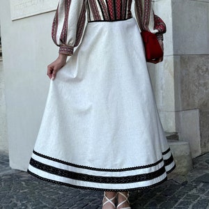 Long skirt, linen skirt with linen, Ukrainian long etno skirt