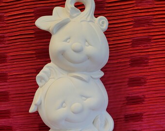 Statue Chat Avec Citrouille Halloween En Biscuit Non Peint - Prête à Peindre, Faite Main USA