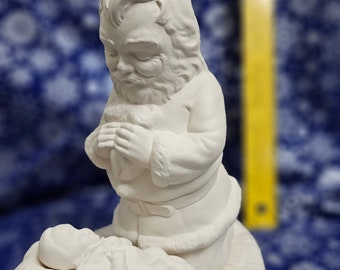 FREE USA Shipping! " Large Kneeling Santa Adoring Baby Jesus4pc Set "! U Paint Ceramic Bisque! Unfinished, Ready to Paint! WOW!