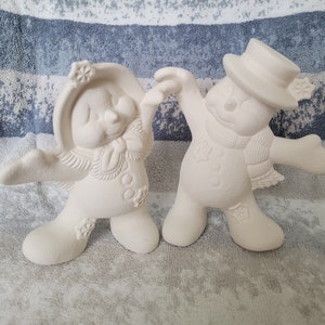 FREE USA Ship! Dancing w/ the Snows ( 2pc Set )! U Paint Ceramic Bisque! Unpainted Ready to Paint! WOW!