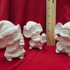 FREE USA Shipping! " Christmas Mice 3pc Set "! U Paint Ceramic Bisque! Unpainted Ready to Paint! WOW!