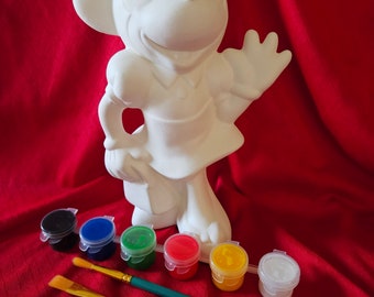 FREE USA Shipping! Large Disney Minnie Mouse Starter Set! U Paint Ceramic Bisque! Unpainted Ready to Paint! WOW!