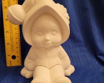 FREE USA Ship! Snow Baby Sitting! U Paint Ceramic Bisque! Unpainted Ready to Paint! WOW!