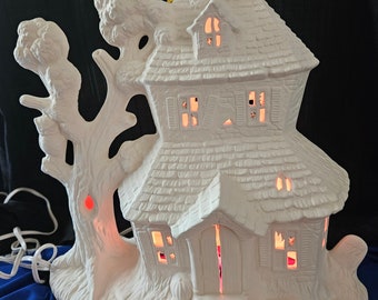 FREE USA Shipping! " Huge Haunted House w/Light Kit "! U Paint Ceramic Bisque! Unpainted Ready to Paint! WOW!