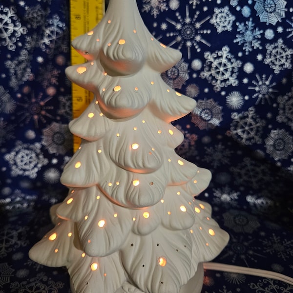 FREE USA Shipping! " Vintage Christmas Tree w/Holly Base "! U Paint Ceramic Bisque! Unfinished Ready to Paint! WOW!