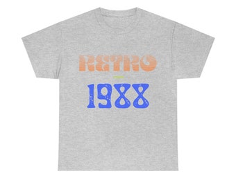 Retro Birth Year Unisex Heavy Cotton Tee, Retro not OLD 1988