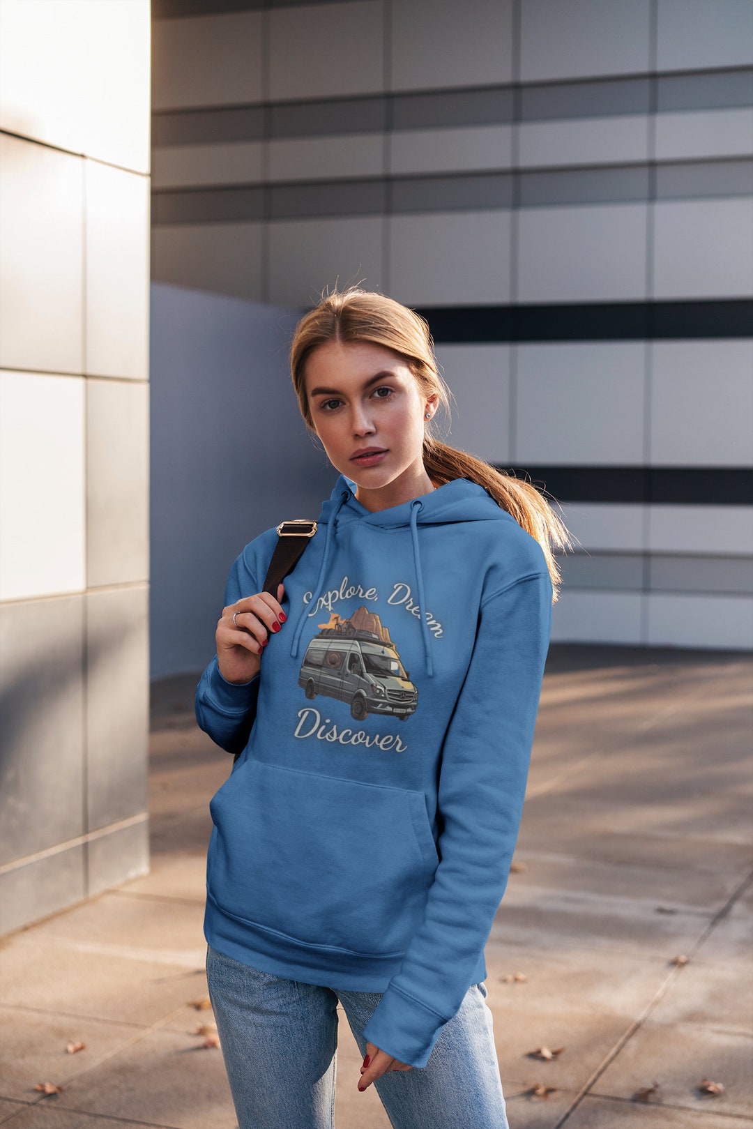 Van Camper Pattern Print Women Off Shoulder Sweatshirt