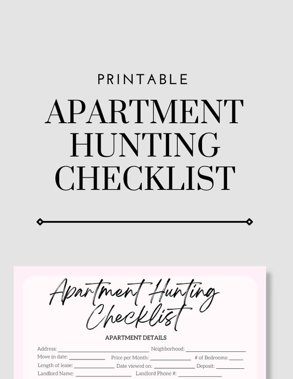 Apartment Hunting Checklist Pink PDF Printable Instant Etsy
