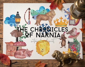 Die Chroniken von Narnia Kunstdruck, Aslan Aquarell, Narnia PNG Elemente (Digitaler Download)