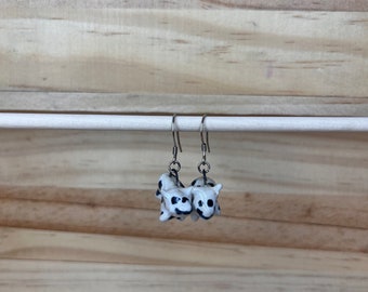 Funky cow earrings, ceramic earrings, earrings