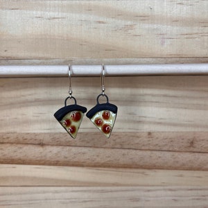Handmade Ceramic Pizza Earrings: Sterling Silver Hooks