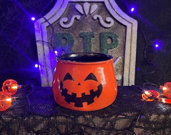 Handmade Ceramic Jack-o'-lantern Mug: Halloween Coffee Cup
