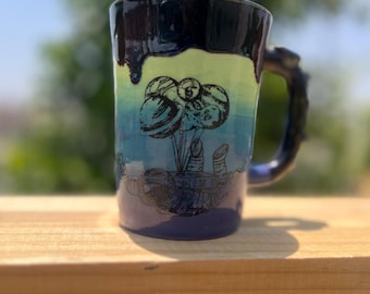 Handmade Ceramic Spaceman Rocket Mug, Wheel Thrown Pottery