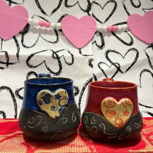 Handmade Ceramic Heart Mug: Wheel Thrown Pottery Coffee Mug