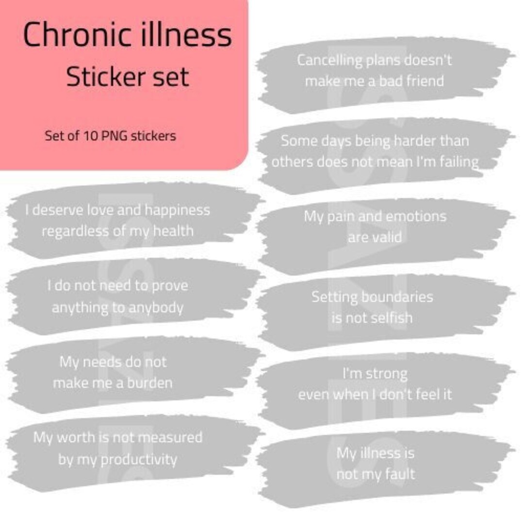 Chronic Illness Affirmation Sticker Pack - 10 PNG Stickers - Disability ...