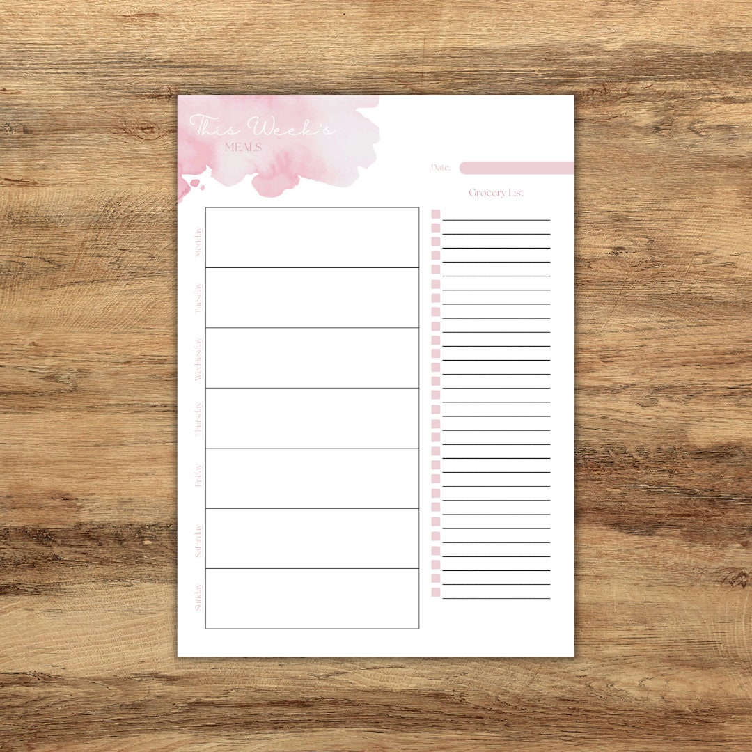Weekly Meal Planner & Grocery List Printable PDF | Meal Prep | Digital ...