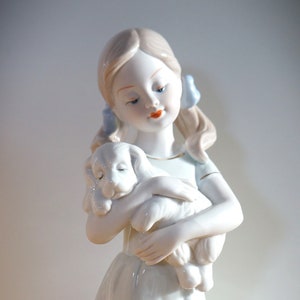 Keramik Home Deko -Mädchen und Hund
