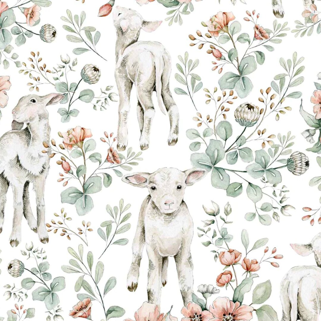 LITTLE LAMBS WALLPAPER Nursery Wallpaper Kids Room Wall Mural - Etsy