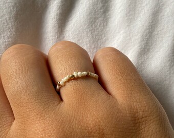 Handmade ring with freshwater pearls and 18k gold plated pearls