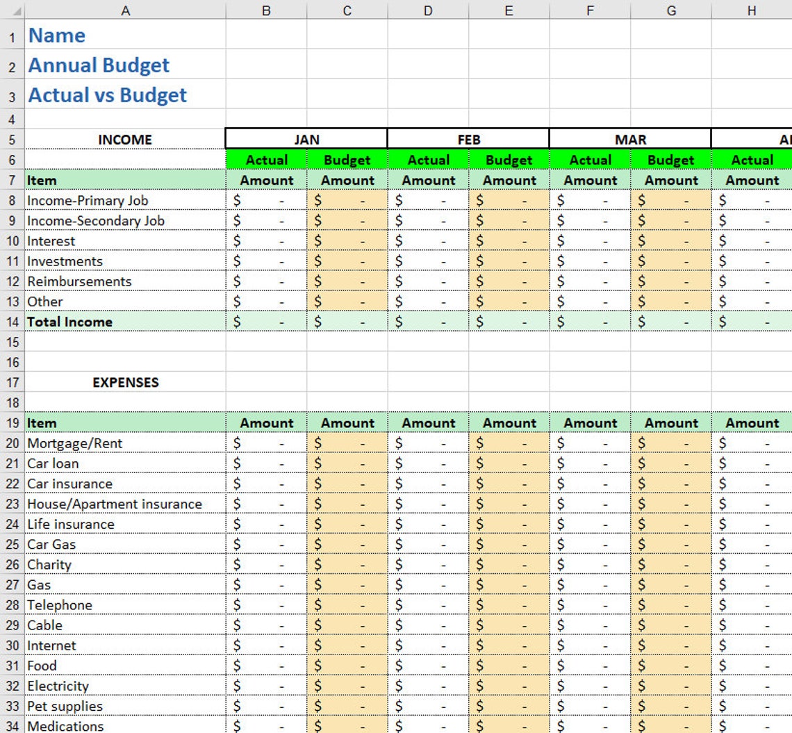 Simple Monthly Budgeting Template - Etsy