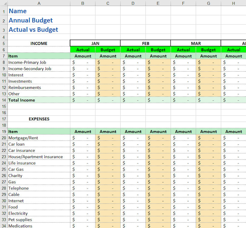 Simple Monthly Budgeting Template Etsy