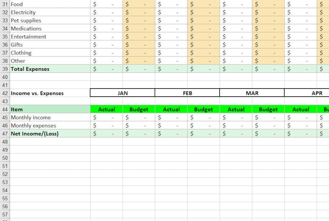 Simple Monthly Budgeting Template - Etsy