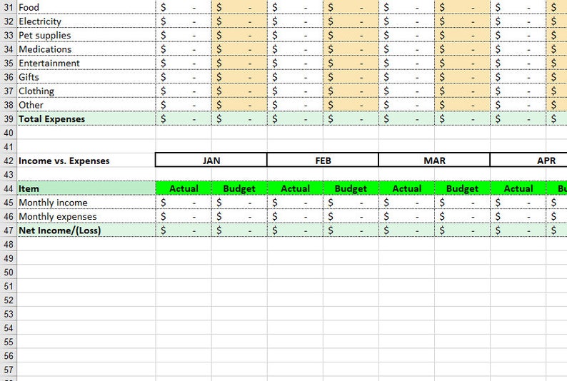 Simple Monthly Budgeting Template Etsy
