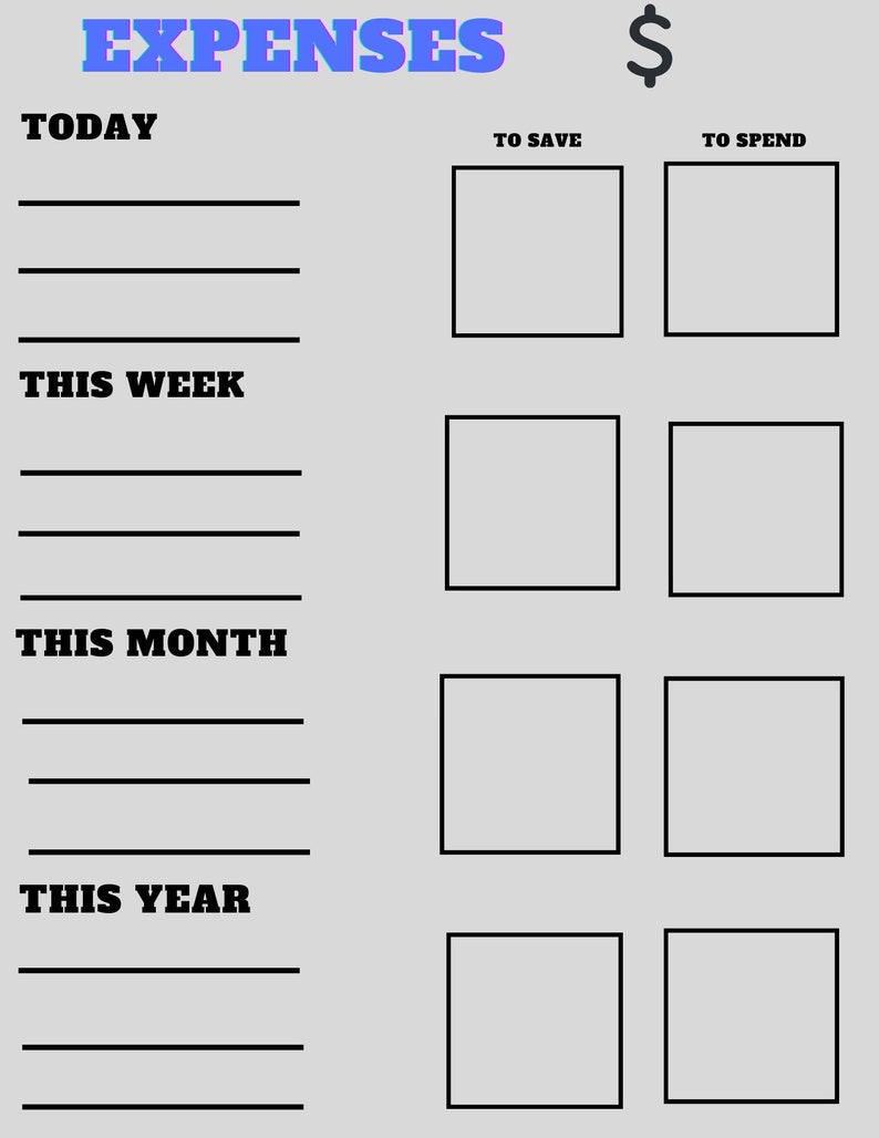 Expenses Tracker Instant Download, PNG, Digital Download-blue-simple ...