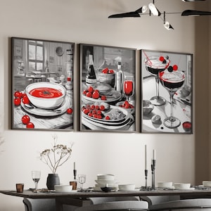 Vibrant Food Wall Art Printable Multi Canvas Panels Modern Still Life Italian Kitchen Restaurant Poster Bistro Decoration Food Lover Gift