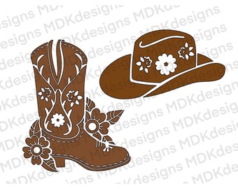 Cowboy Boot and Hat SVG