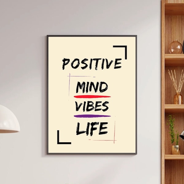 Vibrant Vibes: Positive Energy Art - Digital Wall Art Download, 5 Files PDF For Download, Positive Mind Positive vibes Positive Life