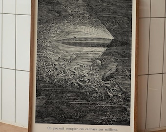 Nautilus Submarine Print: Jules Verne, 20,000 Leagues Under the Sea - Vintage Ocean Engraving