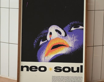 Psychedelic Neo Soul Art Print: Retro Pop Portrait, Modern Home Decor